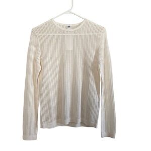 Uniqlo Lace Knit Crewneck Sweater XS Off White Sheer Lightweight Layering NWT